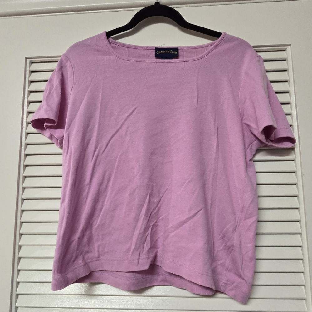 Charter Club - Purple 100% Cotton Short-Sleeve Top